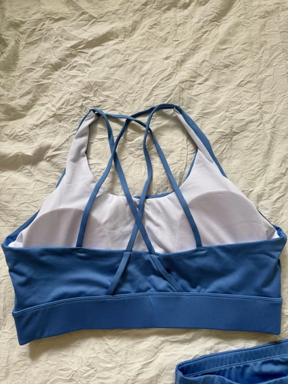 NEW - Blue Strappy Sports Bra and High-Waist Legging Workout Set - Picture 7 of 10